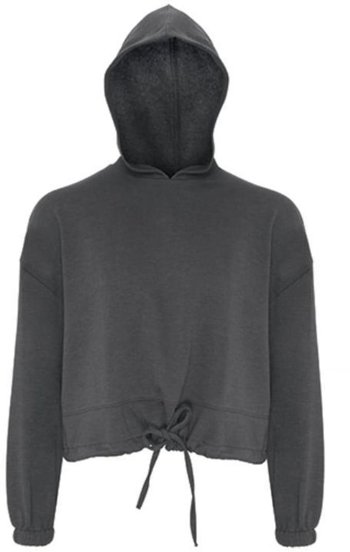 TriDri - Cropped Oversized Dames Hoodie - Charcoal maat XXS