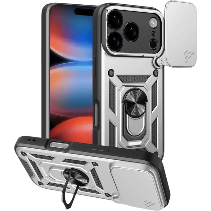 CaseBody Apple iPhone 17 Pro Max Shield Case met Camera-schuif Zilver