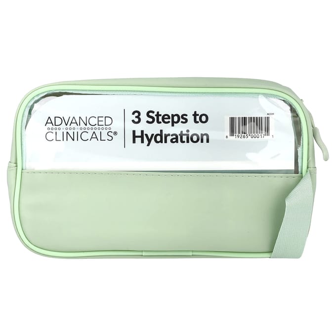 Advanced Clinicals, iHerb Cadeauset, 3 Stappen naar Hydratatie Beauty Bag white
