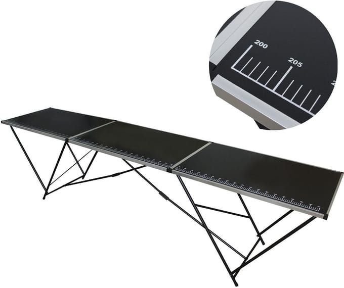 TRUTZHOLM - Behangtafel - 300 x 60 cm - Rommelmarkttafel - Multifunctionele Tafel - Klapbaar - Met Maatverdeling - Aluminium Frame