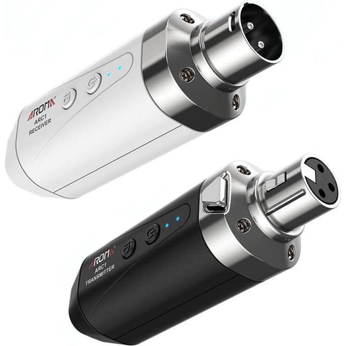 AROMA ARC1 Microfoon Draadloos Transmissiesysteem (Zender & Ontvanger) 4 Kanalen Max. 35m white