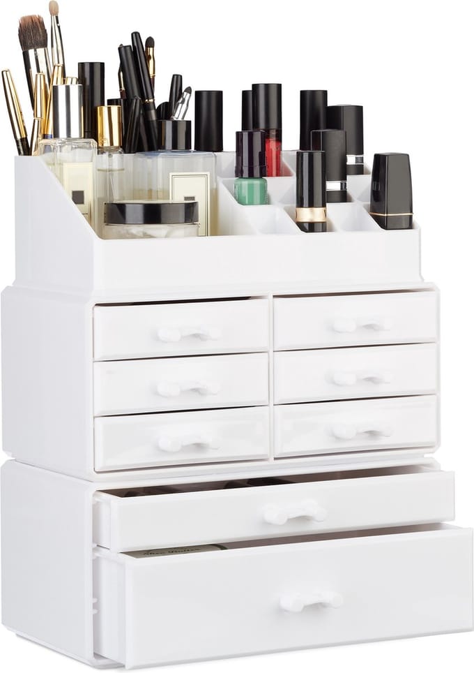 Make up organizer - 8 lades - wit