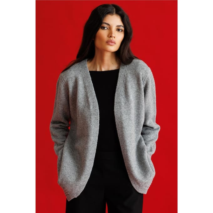 Oversized Geribbelde Brei Cardigan