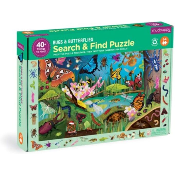 Bugs & Butterflies 64 Piece Search & Find Puzzle - Mudpuppy