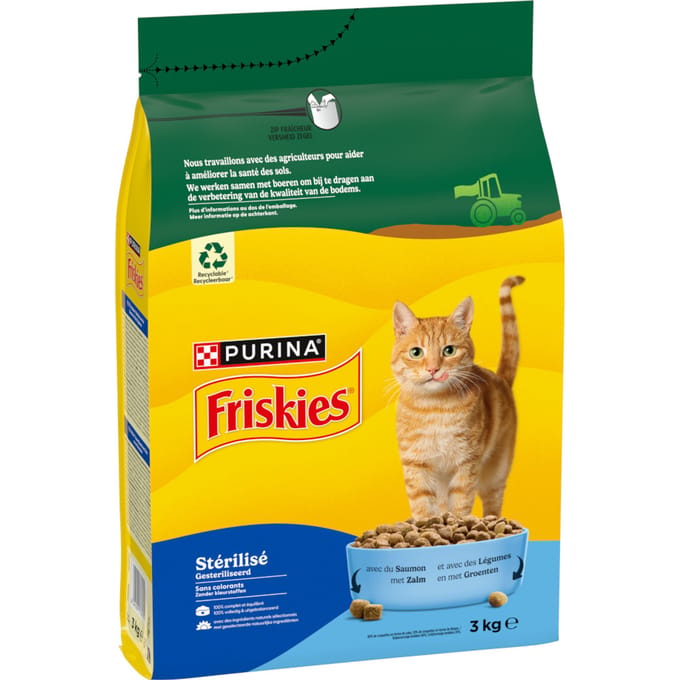 PURINA Friskies Sterilized Kat met zalm, tonijn en groenten - Voordeelpakket: 3 x 3 kg