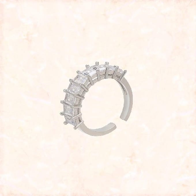 Jobo By JET - Dames ring - Zilverkleurig - Verstelbaar - Diamantjes - Steentjes
