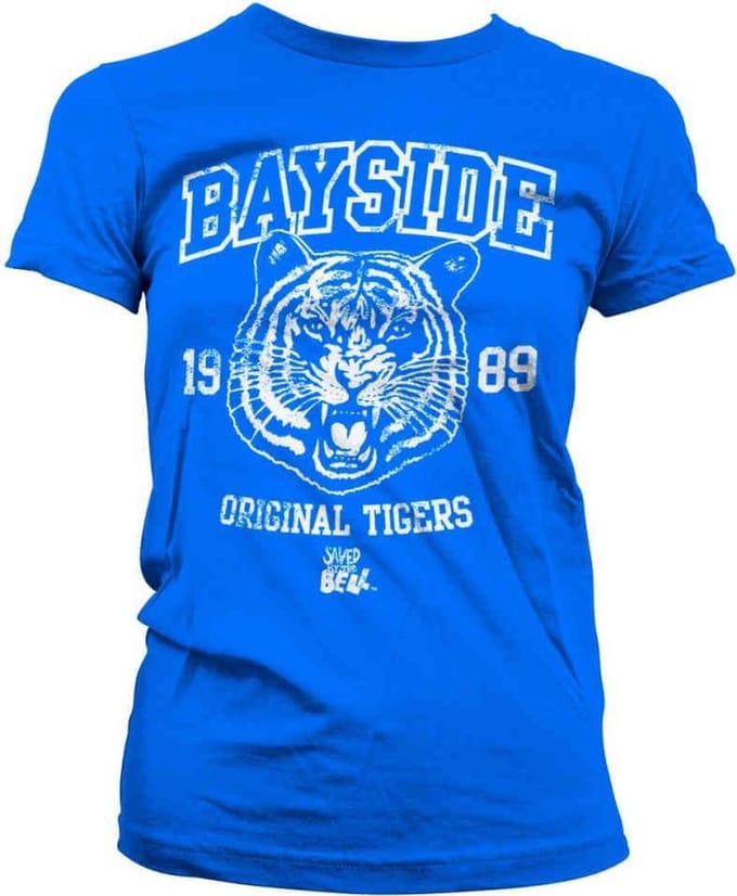 Saved By The Bell Dames Tshirt -M- Bayside 1989 Original Tigers Blauw