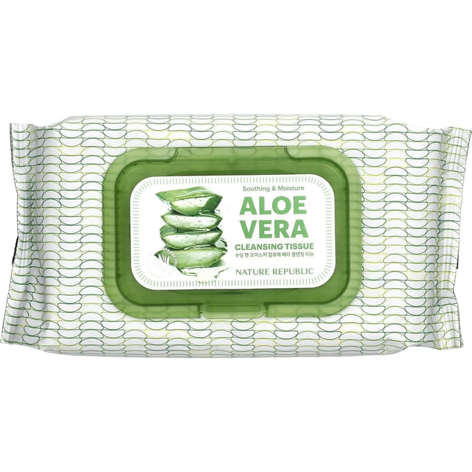 Nature Republic, soothing and moisturizing aloe vera, cleansing tissues, 80 sheets beige