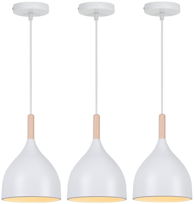Set van 3 Hanglamp Modern E27 Kroonluchter Industrieel Slaapkamer Plafondlamp Wit