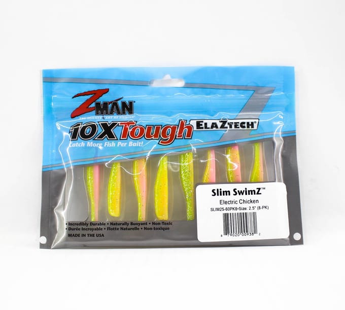 Zman Soft Lure Slim SwimZ 2,5 Inch 8/Pack Elektrische Kip (9382) blue
