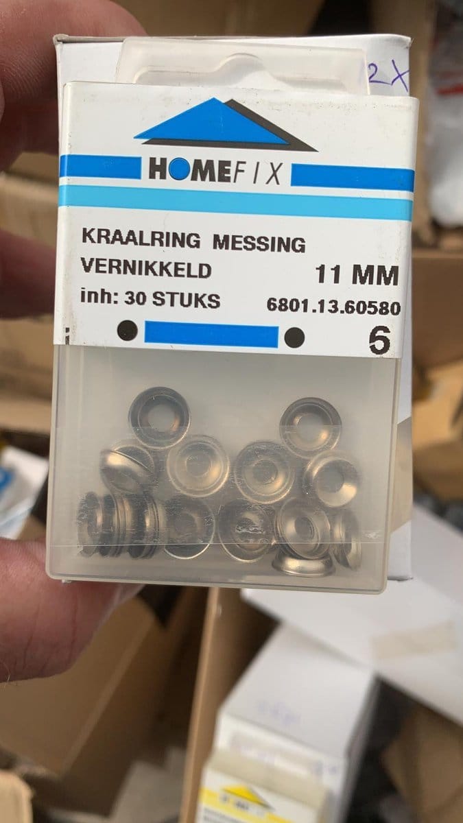 Homefix kraalring messing vernikkeld 11mm 30st