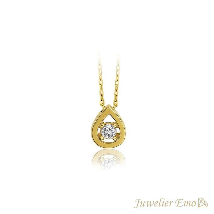 Juwelier Emo – 14 Karaat Gouden Ketting Dames met Druppel Hanger - 45 CM