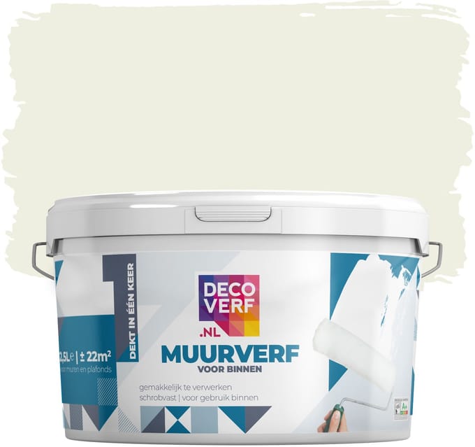 Decoverf muurverf mat ivoorwit, 2.5L