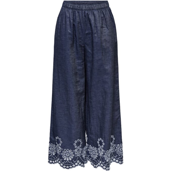 Jacqueline de Yong Jdymargot bille hw embr ank pant wvn blue denim
