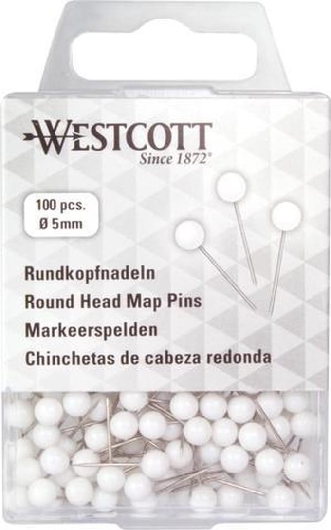 Westcott markeerspelden - Ø5mm x 16mm - wit - 100 stuks - AC-E10501