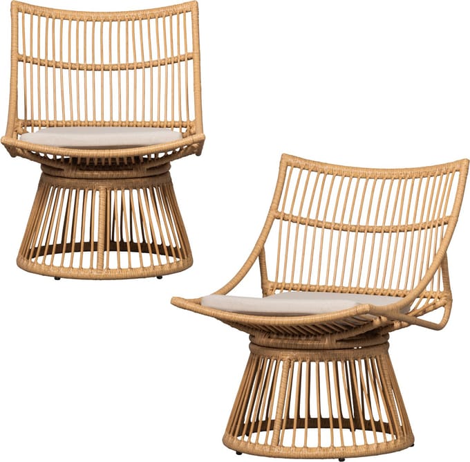 WOOOD Alatna Tuinstoelen - Wicker - Naturel - Set van 2