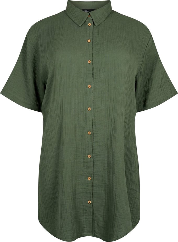 ZIZZI VVIVU 1/2 LONG SHIRT Dames Blouse - Green - Maat S (42-44)