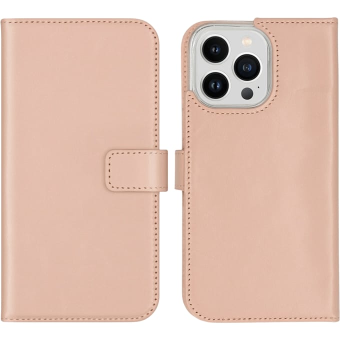 Selencia iPhone 14 Pro Max Leren Portemonnee Hoesje Roze