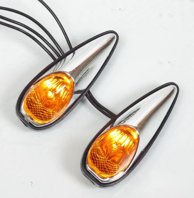 Mini clignotant goute d'eau chromé orange à LED pour moto scooter quad feu décoratif