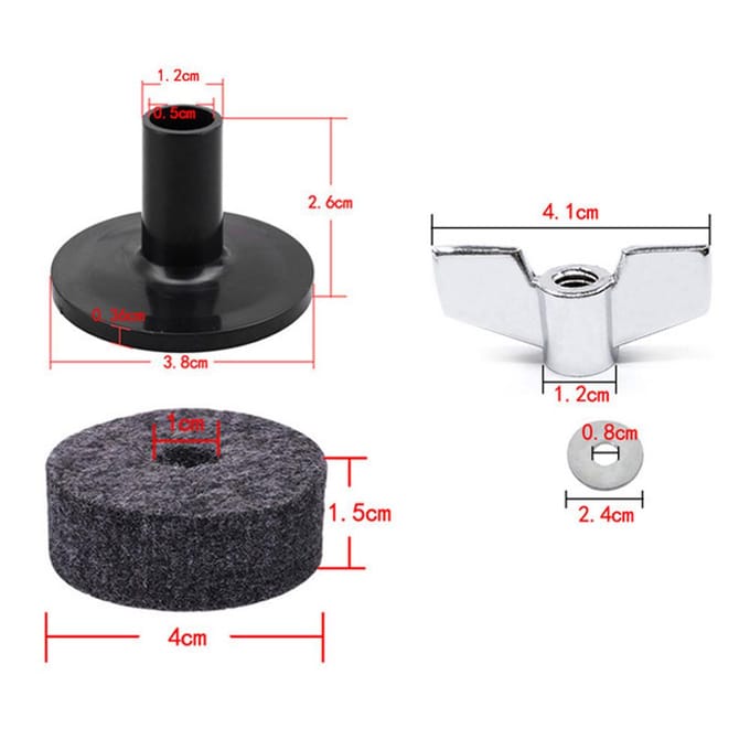18-delige drumaccessoireset Zwarte drums Vervangende viltset Muziekinstrumentaccessoires veelkleurig
