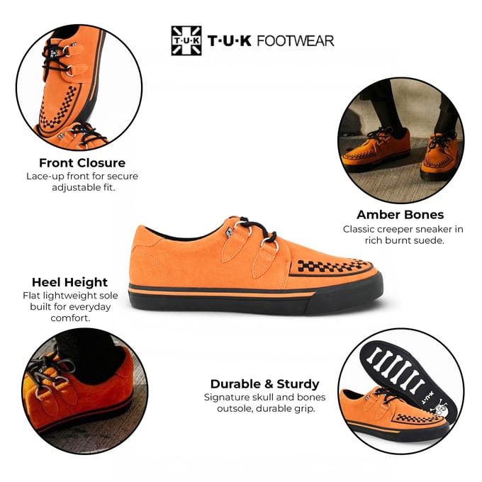 TUK Pointed Creeper Sneaker Oranje Koe Suede Platform Schoenen - A9182