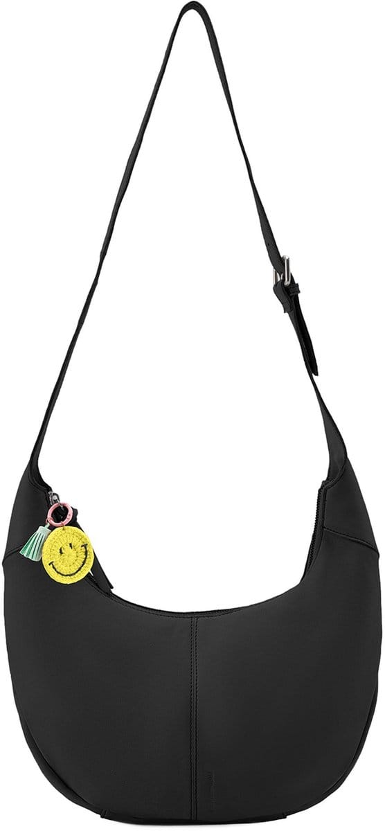 FREDsBRUDER Leren Schoudertas Take A Smile Big Hobo Bag Black Zwart