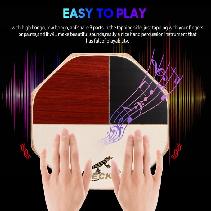 GECKO SD6 Cajon Hand Drum Cajon Drum Percussie Instrument met Draagtas Draagbaar voor Reizen black
