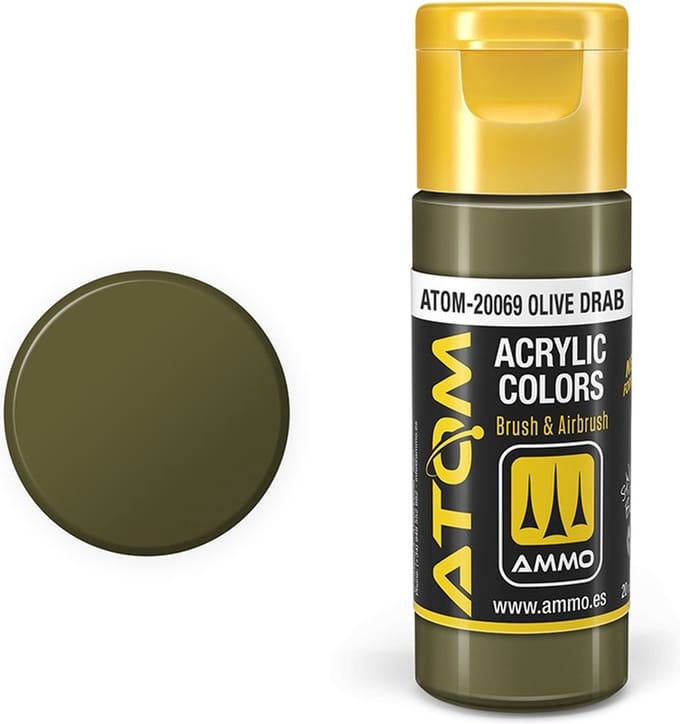 AMMO by Mig Jimenez Hobbyverf Acrylverf - MIG 20069 ATOM - Olive Drab - Acryl - 20ml Verf flesje - 20 ml