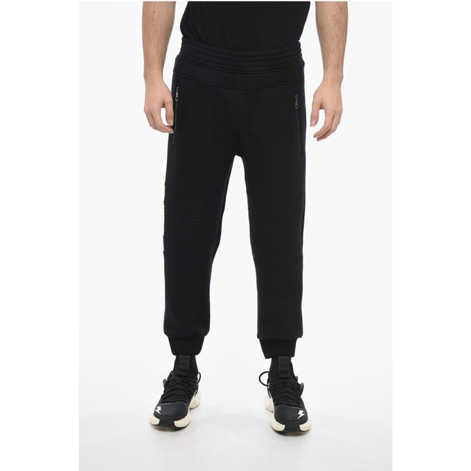 Neopreen Skinny Fit Biker Joggingbroek in Zwart