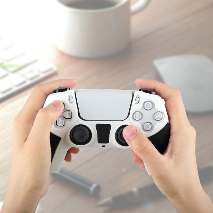 1Pc Siliconen Rubber Zachte Huid Case Cover Wit & Zwart Shell Voor PS5 Controller white
