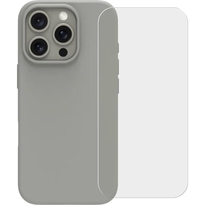 BlueBuilt Back Cover iPhone 16 Pro Grijs + Screenprotector Glas