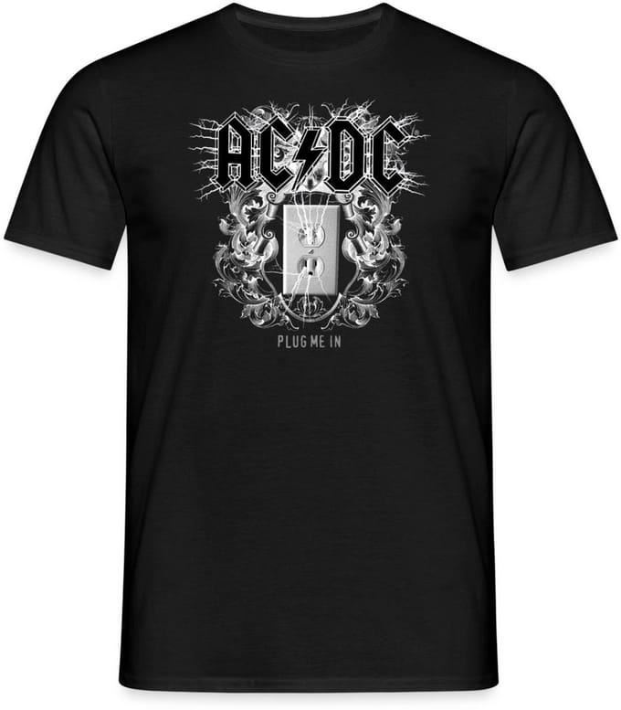 AC/DC Logo Met Socket Plug Me In Videoalbum T-Shirt Heren
