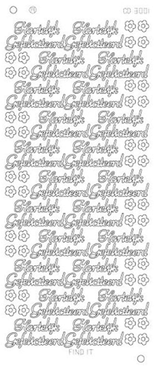 Stickervel Hartelijk Gefeliciteerd Goud