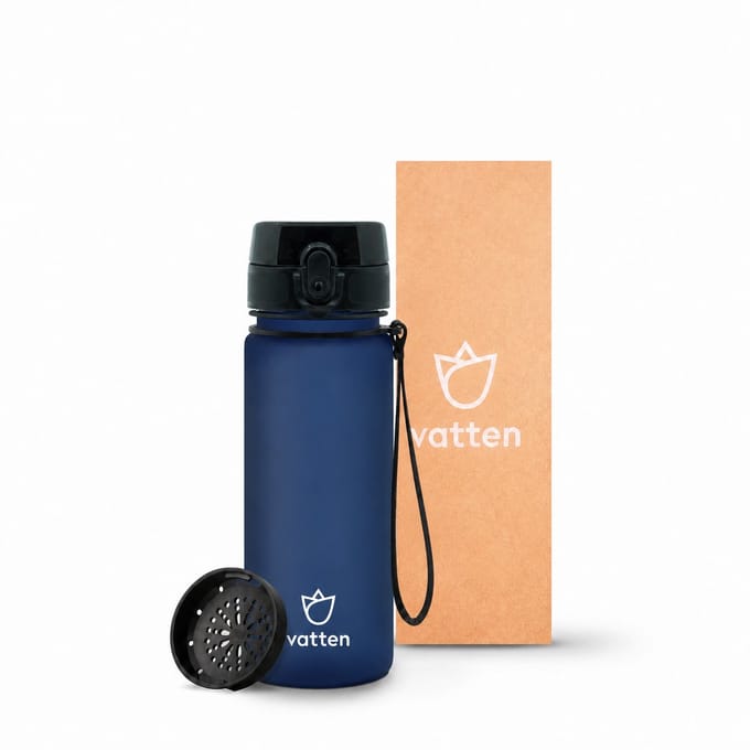 Vatten® Waterfles 500ml - Drinkfles - Drinkbus - Donkerblauw - Incl Fruit Filter - 100% Lekvrij