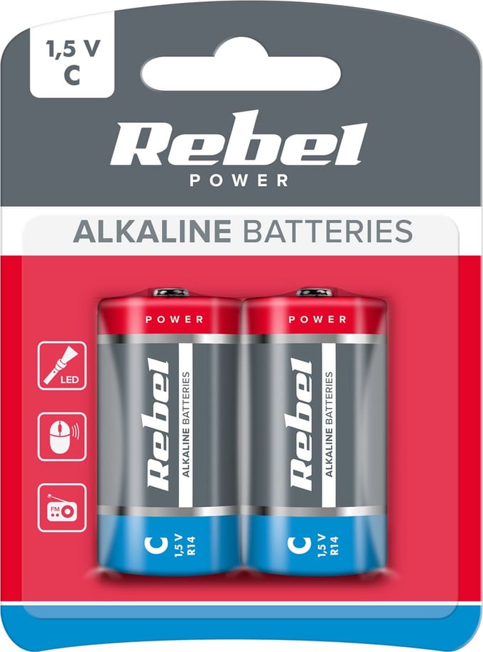 Rebel Serie - Alkaline Batterij - 1,5V - 2 Stuks - Verlengde Levensduur
