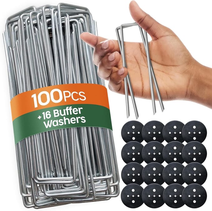 Grondankers voor tuin, camping en kunstgras – 50 stuks 150 mm lang met sluitringen