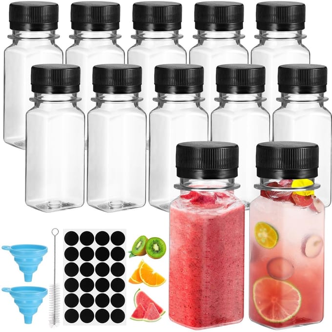 Dailygoods- Sapflessen 12 Stuks - 60 ml Herbruikbare Fles - Pet