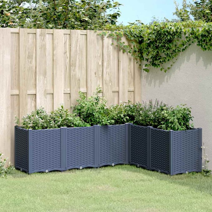 vidaXL - Plantenbak - 160x120x53 - cm - polypropeen - blauwgrijs