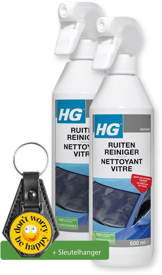 HG Ruitenreiniger Streeploos - 2 Stuks - inclusief sleutelhanger