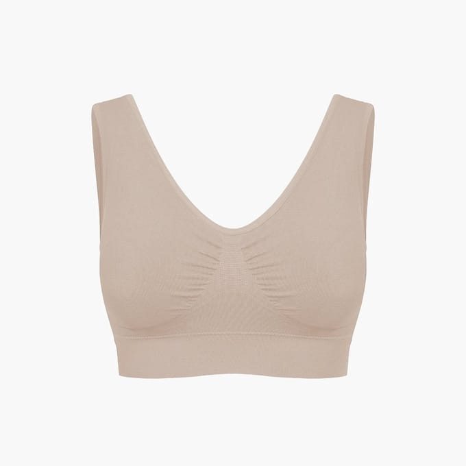 cfab - Comfortabele bh - Beige - L - BH Zonder Beugel Voorgevormd - Ondergoed - Naadlos