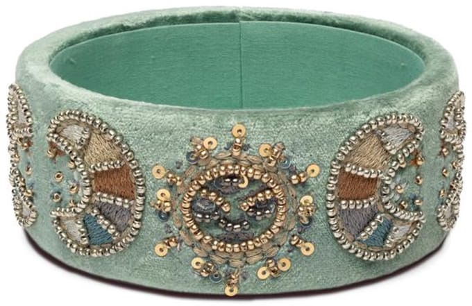 Sieradenbakje fluweel mint met maanfasen – 11,5 cm x 4,5 cm