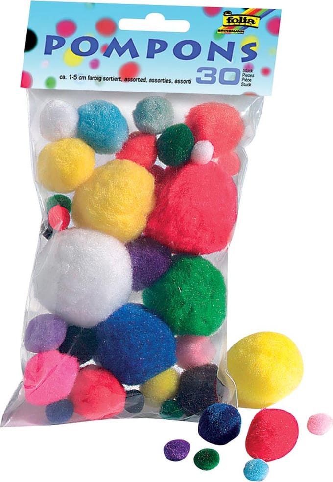 Pompon folia 30st diverse kleuren en afmetingen | 10 stuks