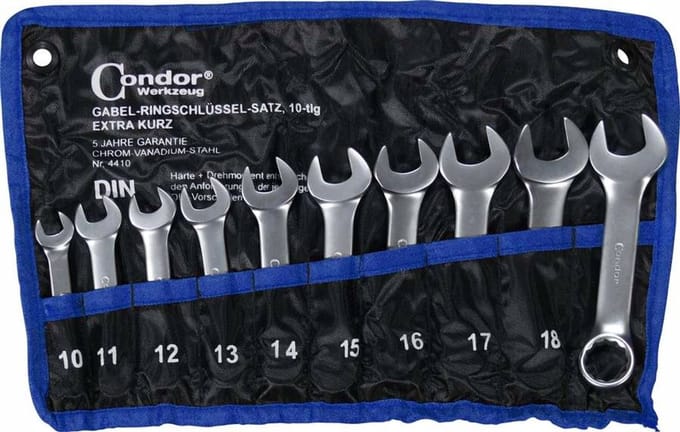 Condor Ringsleutelset Kort 10-19mm 10 Delig Chroom-Vanadium
