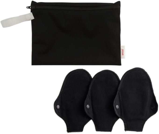 ImseVimse wasbare inlegkruisjes voor strings met wetbag - zwart - 3 stuks