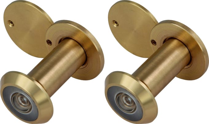 2x amig deurspion - messing - gepolijst - 160° zicht - voor deuren 35-60 mm