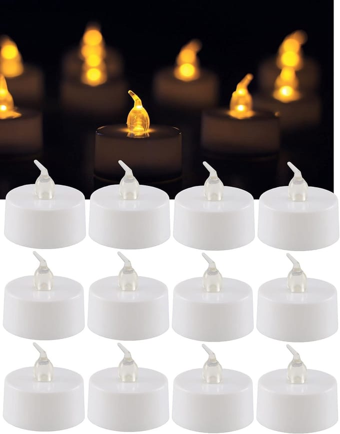 Set van 12 Flikkerende LED Theelichtjes voor Feesten en Decoratie