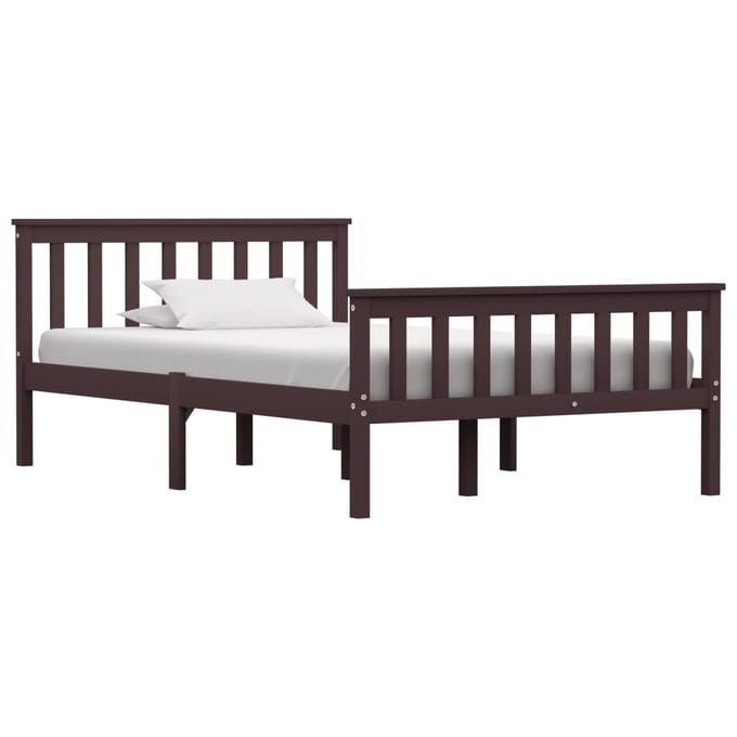 vidaXL - Bedframe - massief - grenenhout - donkerbruin - 120x200 - cm