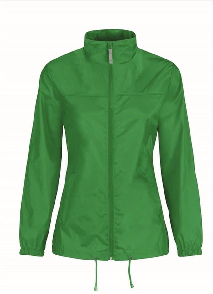 B&C Windbreaker - groen - Sirocco windjas - met capuchon - dames XXL Groen