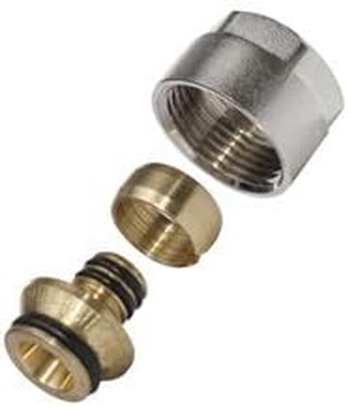 Set van 10 Knelkoppelingen voor Vloerverwarming Buis 16x2mm en Verdeler 3/4''