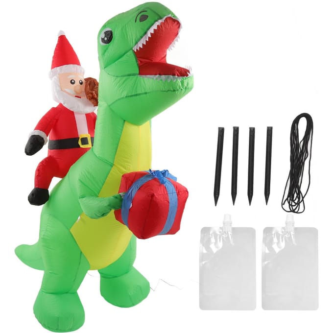 Kerst Dinosaurus Opblaasbare Decoratie Schattig Grappig Ingebouwde LED-verlichting Opblazen Kerst Tuin US Plug red